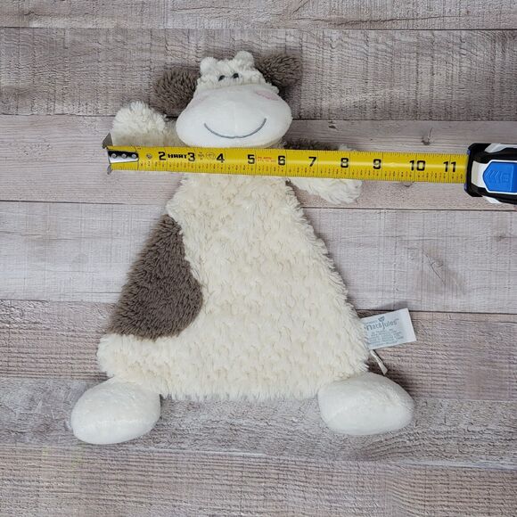 Baby Lovey Cow Plush Rattle Demdaco Nat Jules Comfort Security Clutch Blankie - Picture 5 of 7